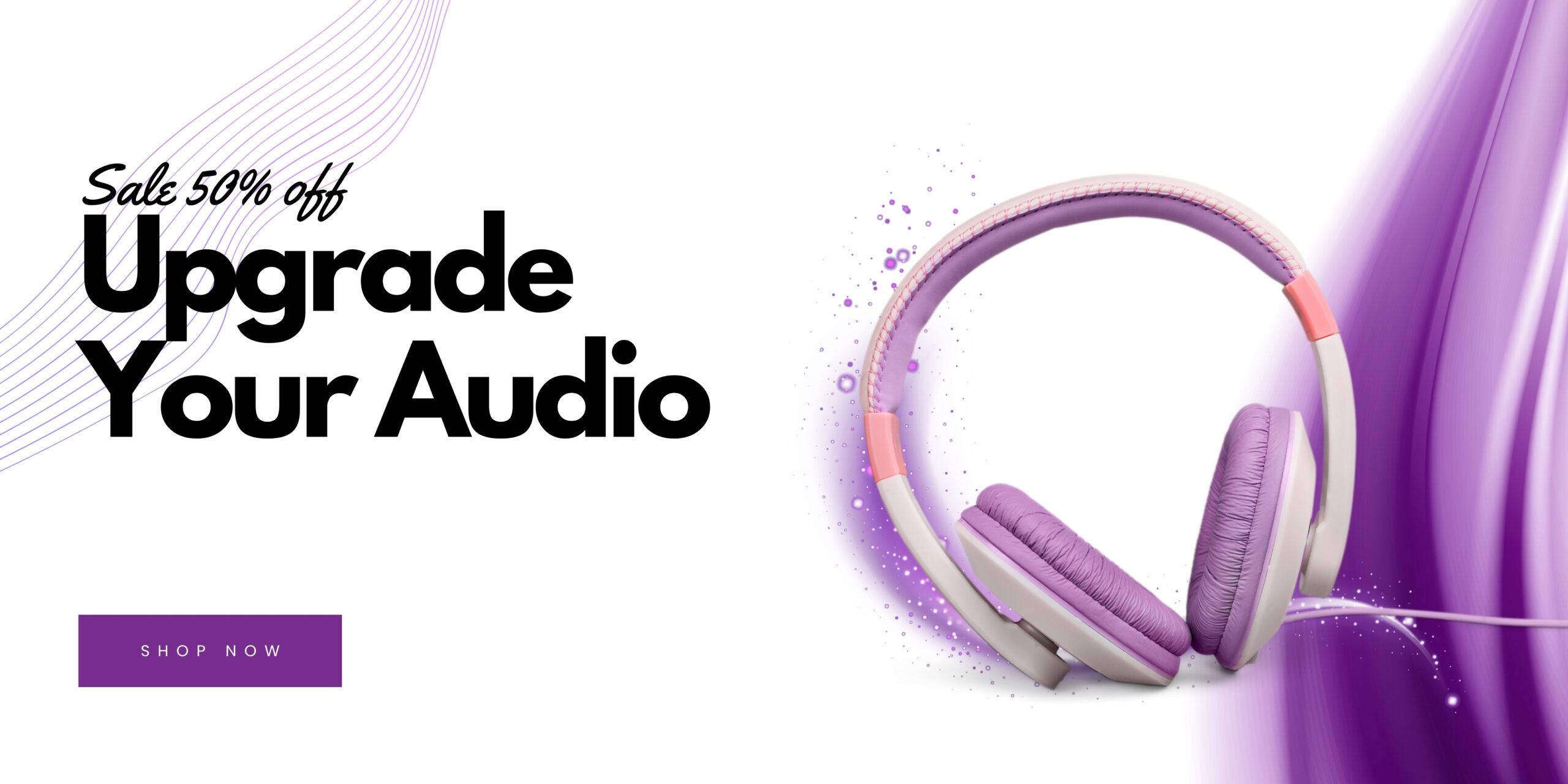 Purple Simple Headphone Sale Medium Banner